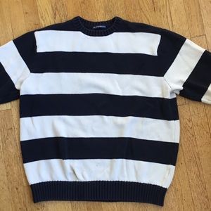 Brandy Melville Navy and Cream striped crewneck sweater